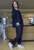 Wall Street Stretch Herringbone City Scoop Top Navy /40 =